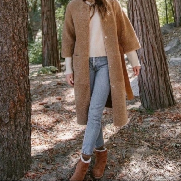 Jenni Kayne Boots Womens 9.5 US 40 EU Snow Brown Suede Shearling Moc Toe Pull On - Picture 2 of 5